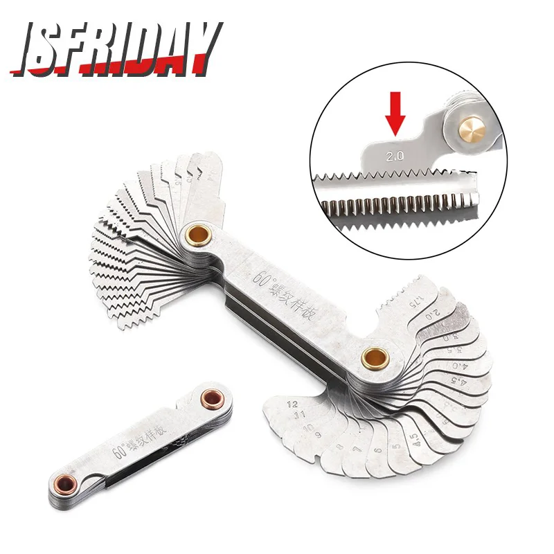 

Hot 55/60 Degree Metric Inch Thread Plug Gauge Gear Tooth Screw Pitch Gauges Measurement Carbon Steel Lathe Combination Tools