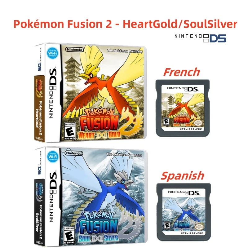 

NDS/DS Pokemon Fusion 2 - HeartGold/SoulSilver French-Spanish Game Cartridge 160 Fusion Pokemon Can Be Caught Best Gift for Boys