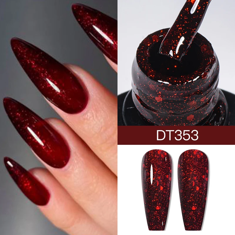 6 шт. блестящие красные и зеленые гель-лаки для ногтей