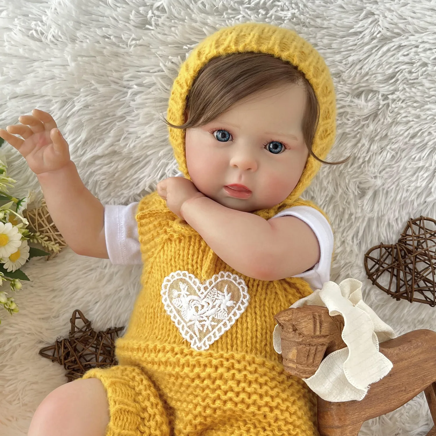 Фото Кукла BZDOLL с тканевым телом, 50 см, милая кукла-реборн для девочек, реалистичная кукла ручной работы с 3D-кожей, кукла-принцесса, модный подарок на день рождения №3