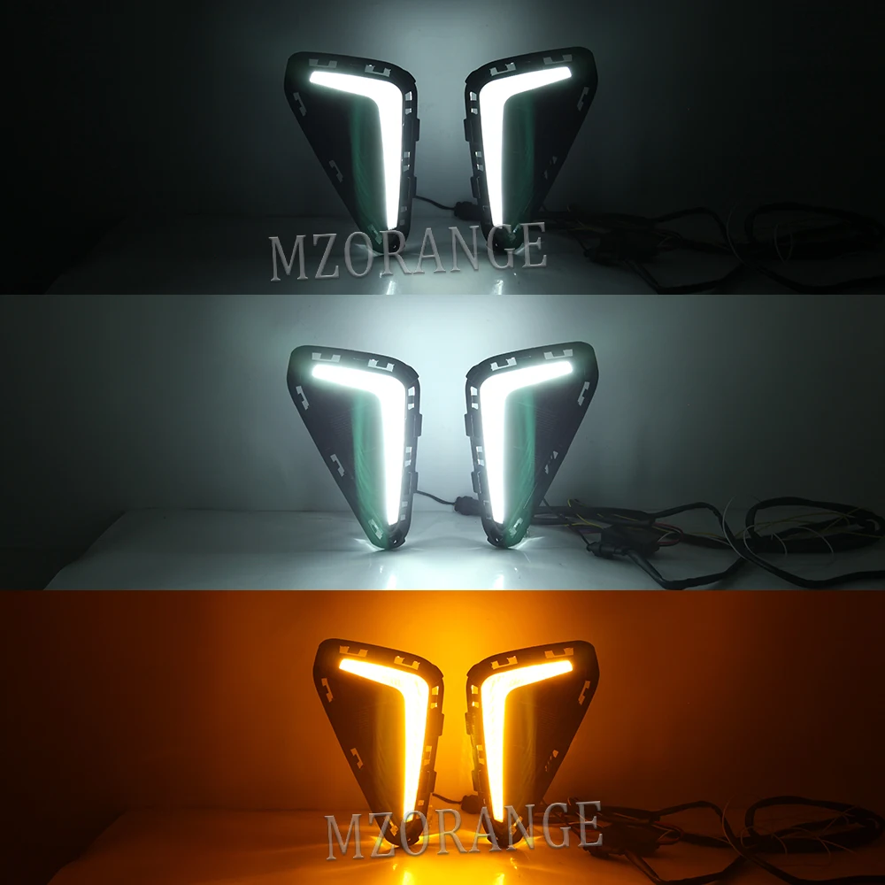 For KIA RIO 2021 Car LED DRL Daytime Running Light Front Bumper Fog light Foglamp Headlighs Yellow Turn Signal Acessories
