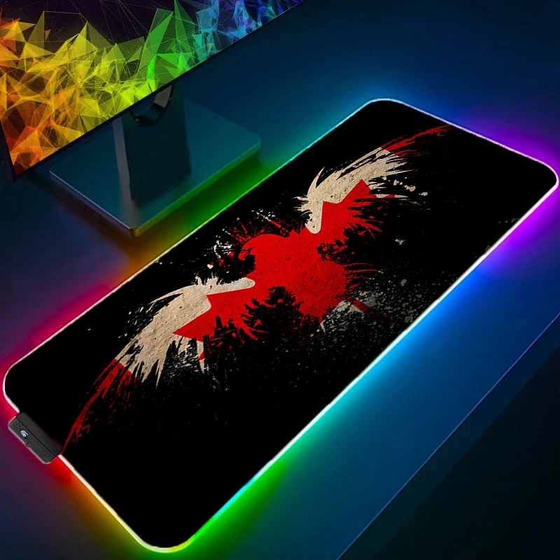 

RGB коврик для мыши, светодиодный игровой коврик с канадским флагом, компьютерный коврик для офиса, коврик для клавиатуры, Противоскользящий ...