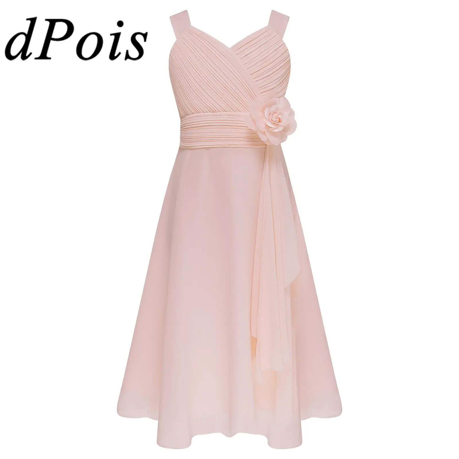 

Elegant Girls Dress Kids Sleeveless Chiffon Ballet Dress for Evening Birthday Party Princess Lyrical Ballroom Dancing Costumes