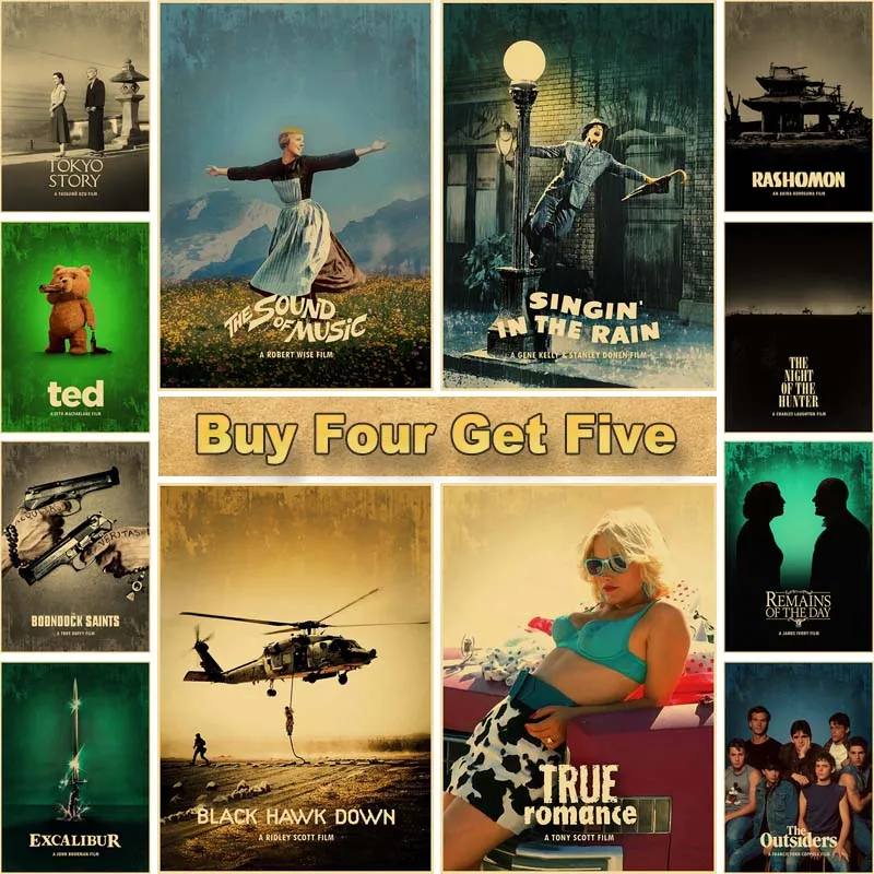 

Classic Movie Poster Kraft Paper, Retro Posters and Prints, Art Painting, Pictures for Home Decor, Living Room Decoration, Mural