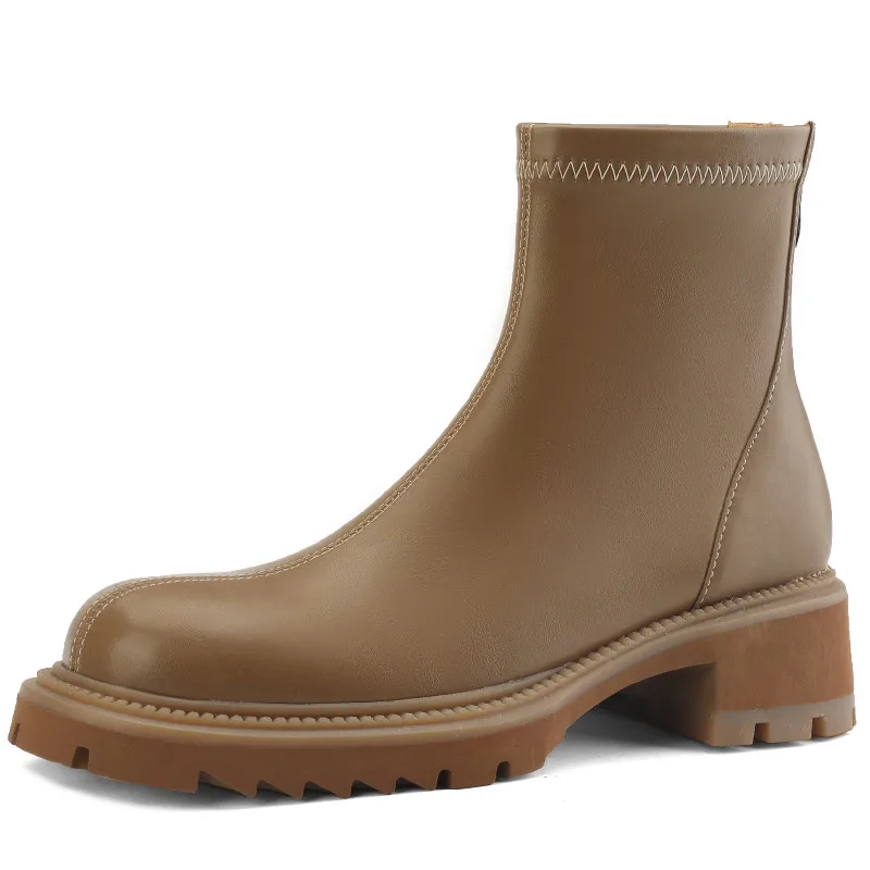 

Dilalula Concise Women Ankle Boots 2023 Autumn Winter Working Casual Thick Heels Genuine Leather Shoes Woman Short Boots
