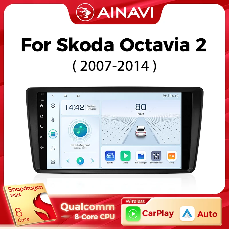 Автомобильный мультимедийный плеер Ainavi для Skoda Octavia A5 2 2008-2013 беспроводной Carplay