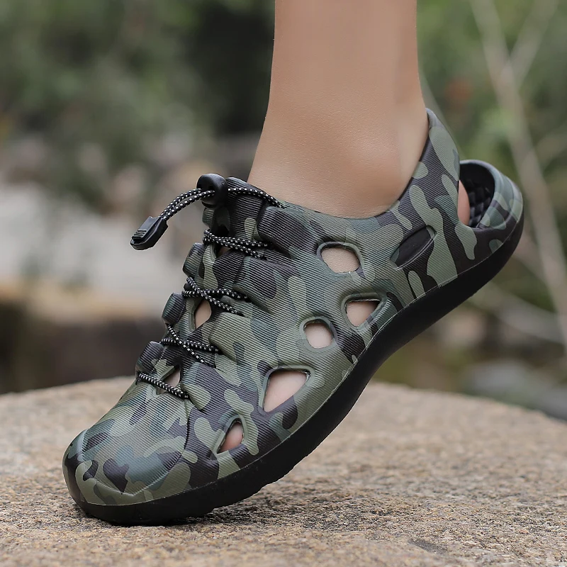 

Outdoor Camouflage Summer Mens Sandals Slip-on Lightweight Slippers Men Anti-slip Wading Sandal Clogs Beach Shoes Zapatos Hombre