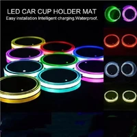 2pcs led car cup holder bottom pad led light cover trim atmosphere lamp lights anti slip mat car interior accessories
