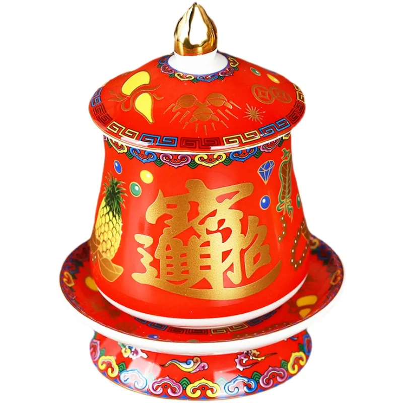 Керамическая эмалированная цветная чашка в китайском стиле, чайная чашка Shentai, чашка для очищенной воды, домашний декор в буддистском стиле фэн-шуй