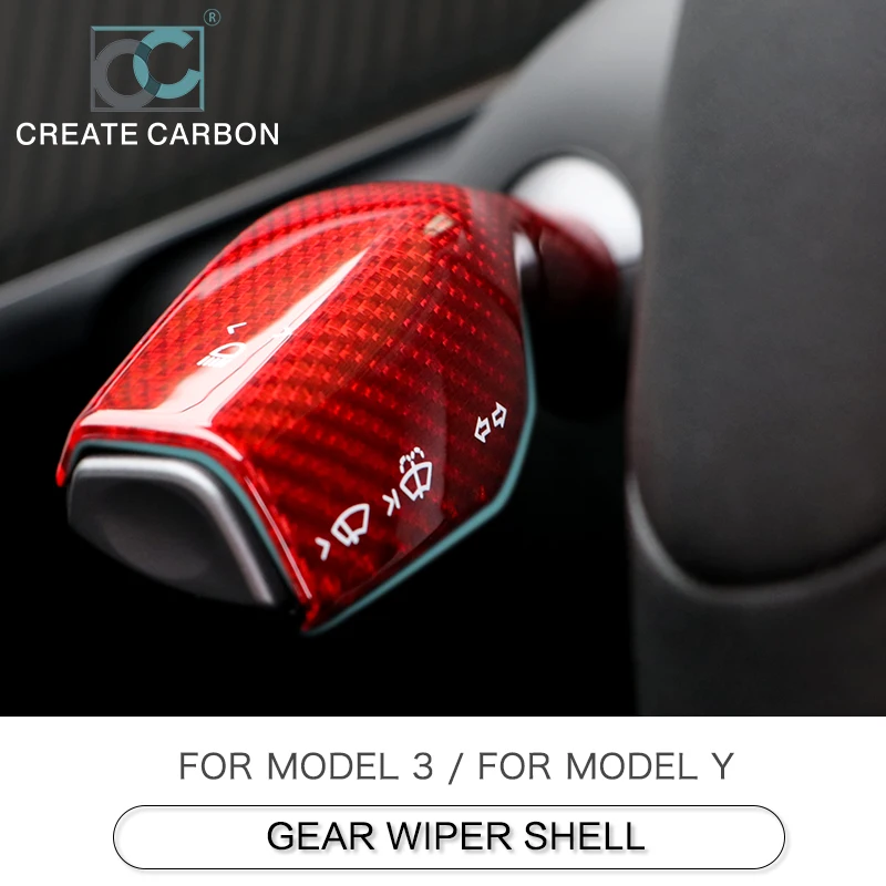 

Dry Carbon Fiber For Tesla Model 3/Y Car Steering Wheel Wiper Gear For Tesla 2019-2022 Tuning Interior Stickers Accessories 2Pcs