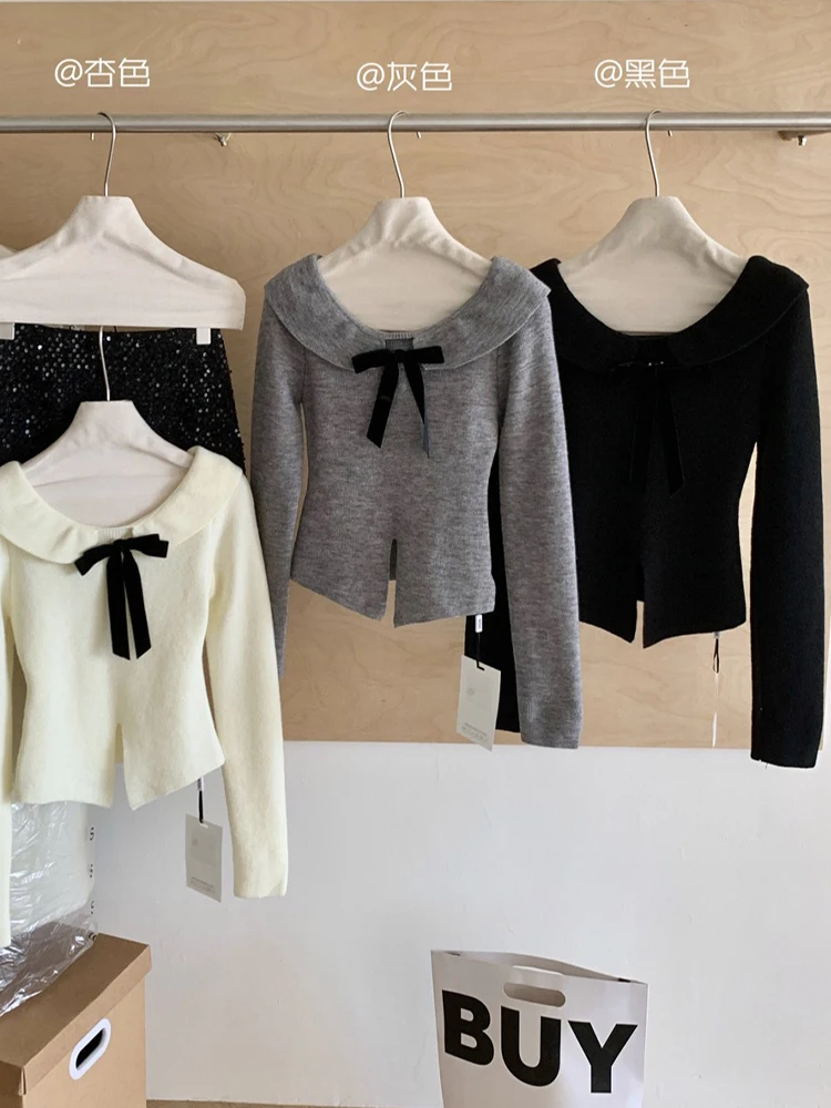 Осень-зима женские пуловеры Shoujo для девочек с длинными рукавами укороченный