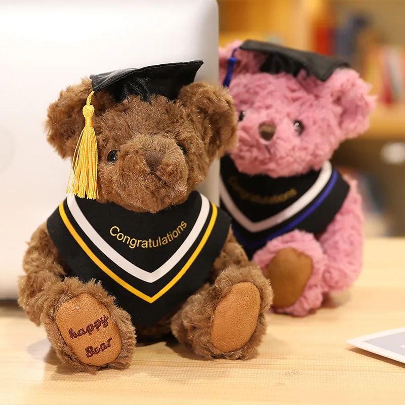 ZU 20cm Students Gift Congratulations Graduation Party Decor Cute Plush Teddy Bear Dolls Dressed Academic Gown And Hat Toys - купить по