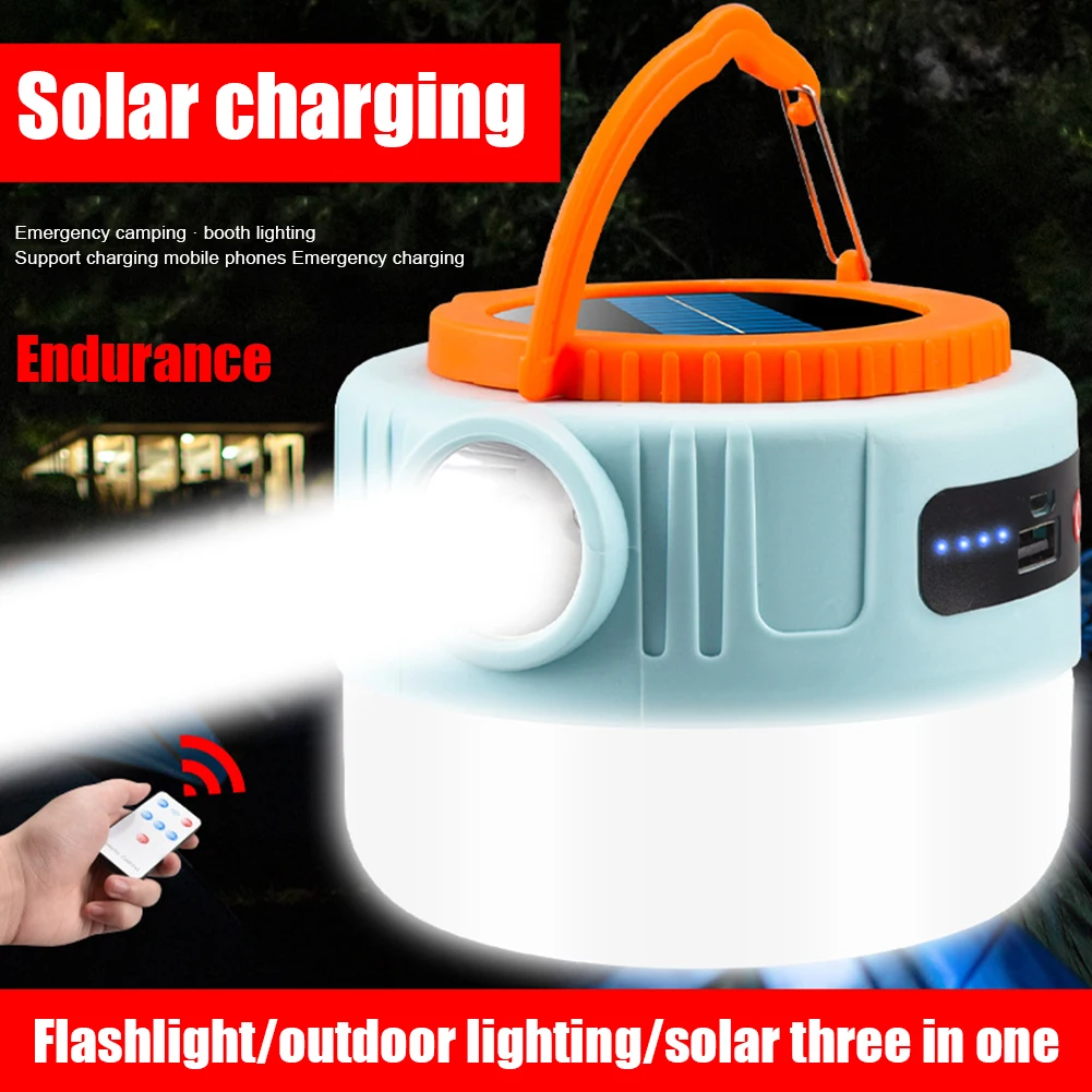 

Solar LED Camping Lamp 6 Modes Flashlight USB Rechargeable Solar Lights for Outdoor Hiking Fishing Emergency Lighting Lanterns