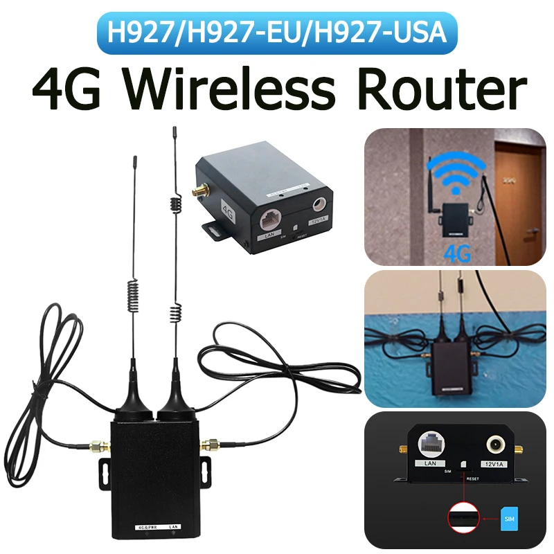 H927 WiFi Router Industrial Grade 4G LTE SIM Card Router 150Mbps with External Antenna Support 16 WiFi Users for Outdoor