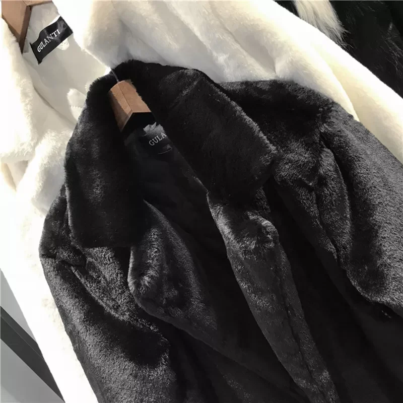 New in Women Autumn Winter Furry Warm Fur Outerwear Fashion Loose Faux Fur Rabbit Long Jacket Casual Thickened Fur Coat y2k vest