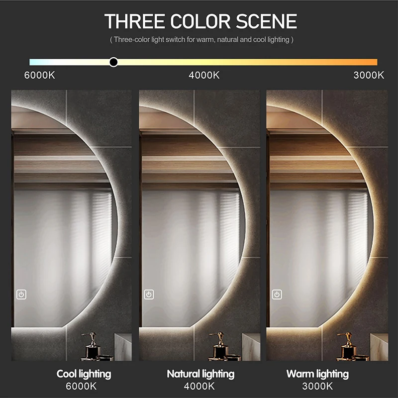 Умное зеркало для ванной 60 см 23 62 дюйма с подсветкой без рамки серебристое