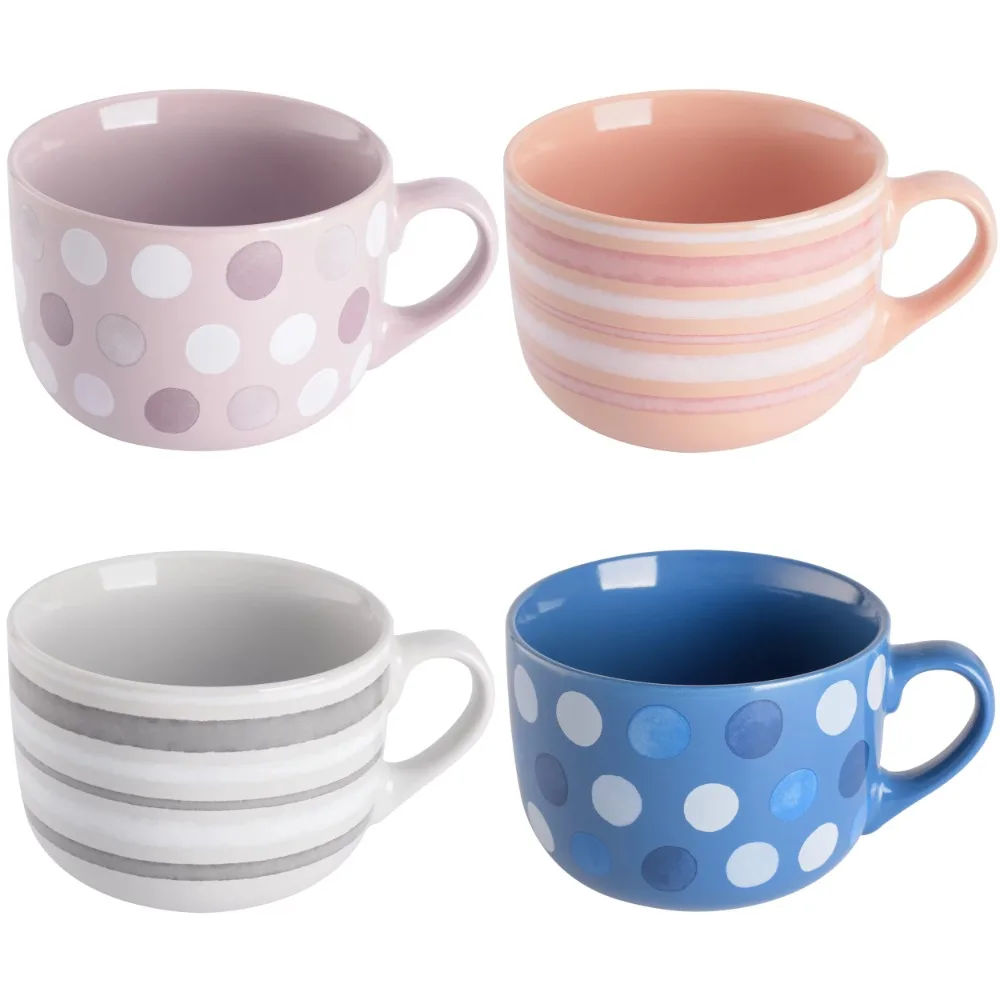

Cappuccino Bliss 4 Piece 23 Ounce Stoneware Latte Cup Set in Assorted Designs