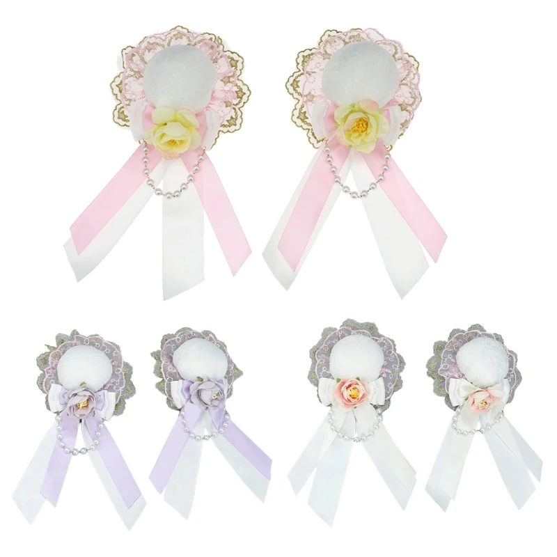 

Заколка для волос 449B с бантом женская, кружевная заколка с бантом, с лентой, реквизит в стиле аниме для косплея и вечеринки