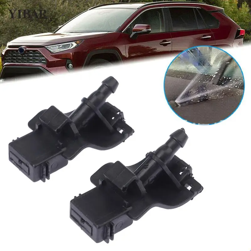 

2Pcs Black Front Windscreen Wiper Washer Spray Jet Nozzle Sprayer Sprinkler Water Spout Outle For Car Accessories