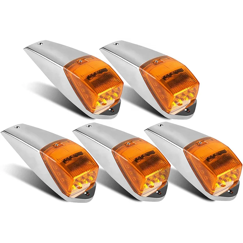 5Pcs 12v 24v Truck Cab Marker Light 17 LED Amber Top Roof Running Lights Trailer Light for Peterbilt Kenworth Freightliner Mack