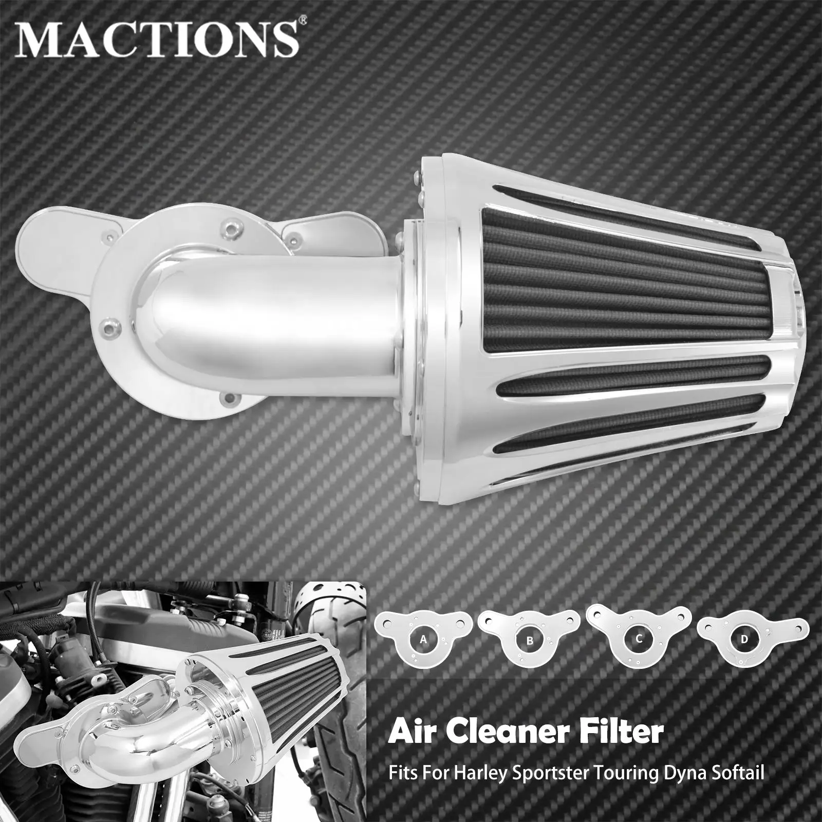 

Motorcycle Sucker Air Filter Cleaner Chrome For Harley Dyna Softail Touring Sportster XL 883 1200 Street Electra Glide Fat Boy