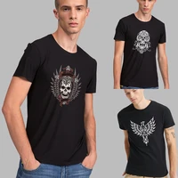 2022 trend summer black commuter t shirt men causal o neck short sleeve elastic stretched skull print youthful comfortable tops