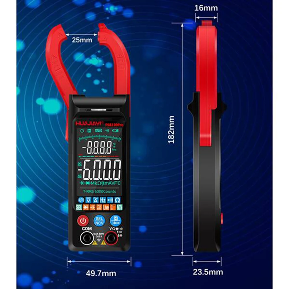 Фото HUAJIAYI Fs8330pro Цифровые клещи постоянного/переменного тока 6000 отсчетов Тестер напряжения с большим цветным экраном Red-A74Z №2