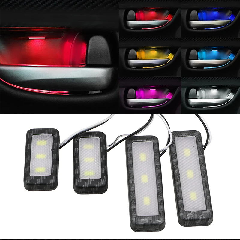 

4Pcs Armrest Interior Door Handle Lighting Car Styling LED Car Inner Bowl Light Universal Auto Atmosphere Lamp Decorative Lights