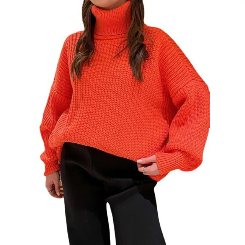 Женский модный однотонный Свободный вязаный свитер осенне-зимние пуловеры топ