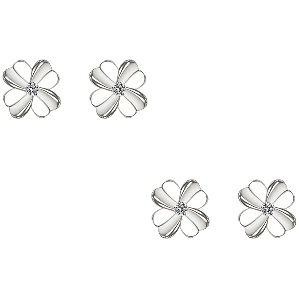 

2 Pairs Clover Shaped Ear Studs Lovely Flower Earrings Fashion Ear Jewelry