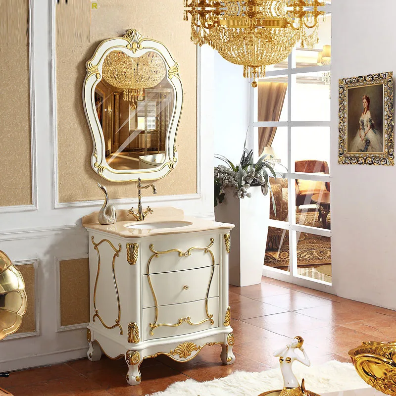 

European bathroom cabinet oak washbasin combination French bathroom small-sized bathroom cabinet washbasin wash basin