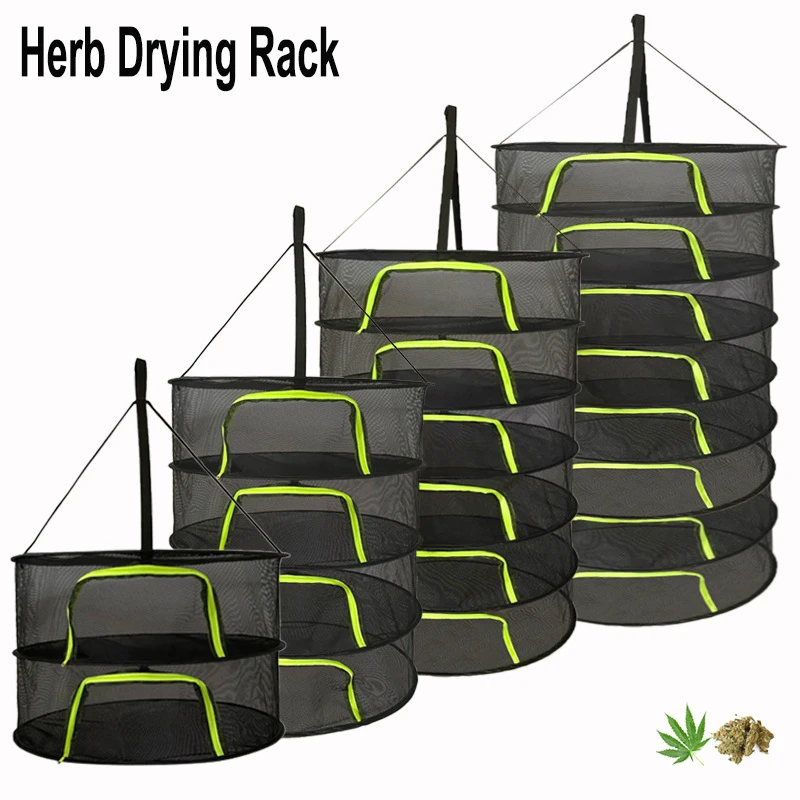 

1Pc Layers Drying Net for Herbs Hanging Basket Folding Dry Rack Herb Drying Net Dryer Bag Mesh For Flowers Buds Plants Organizer