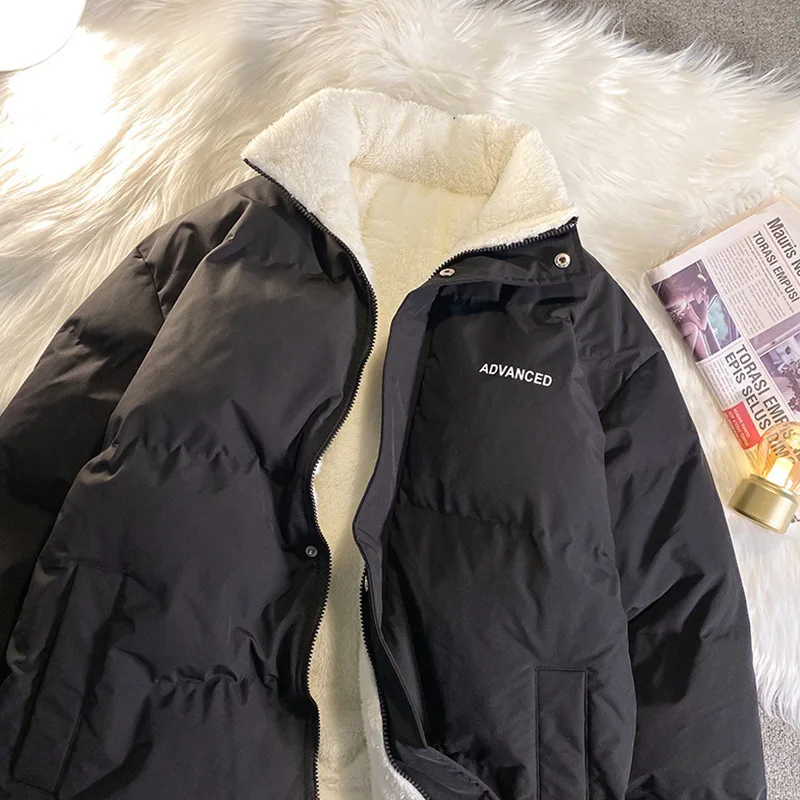 Streetwear Oversize Thick Warm Winter Coat for Women Stand Collar Korean Solid Color Parkas Fashion Casual Women Winter Jacket