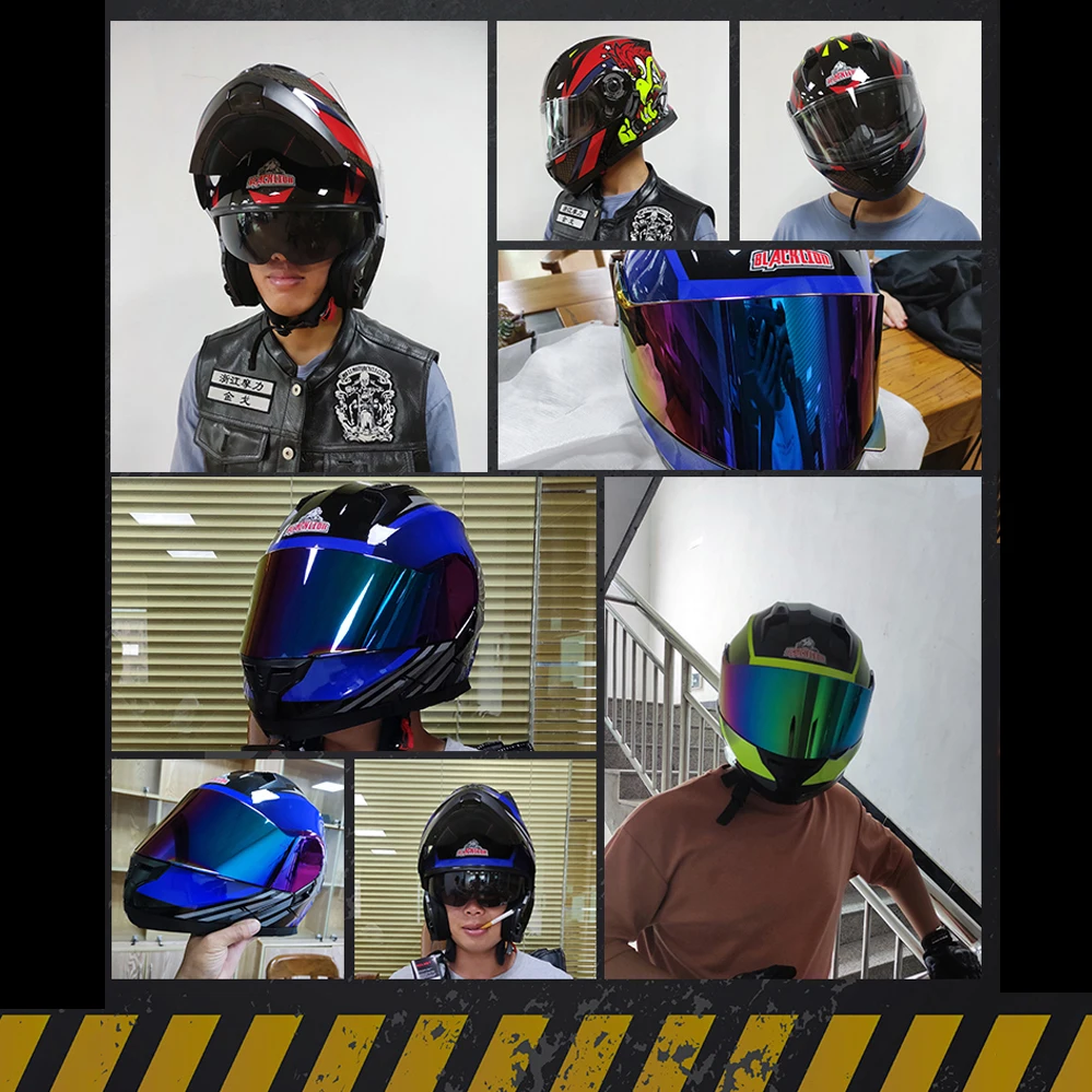 BlackLion Dual Lens Full Face Flip Up Men Motorcycle Helmet From Italy Modular Motocross Racing Capacetes Para Moto DOT Approved enlarge