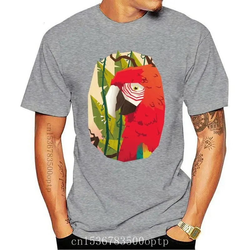 

Camiseta de manga corta para hombre, ropa informal con estampado de loro Tropical, divertida, a la moda, envío gratis