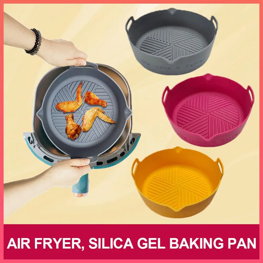 

Round Reusable Air Fryers Oven Baking Tray High Quality 2023 Fried Chicken Basket Mat Replacemen Air Fryer Silicone Pot Creative