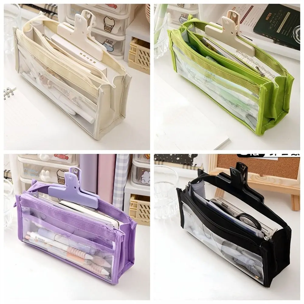 

Large Capacity Pencil Bag Six Layers Multi-layer Transparent Pen Case Transparent Zipper Pencil Pouch School Supplies