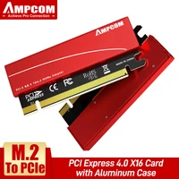ampcom m 2 nvme to pcie 4 0 x16 adapter pcie x16 gen4 expansion card with aluminum heatsink case for samsung 980 pro 970 evo