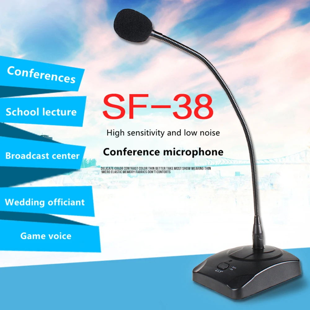 Gooseneck Microphone Professional Conference Center Mic Capacitive Broadcasting Flexible 360° High Sensitivity Wired 6.35mm Plug |