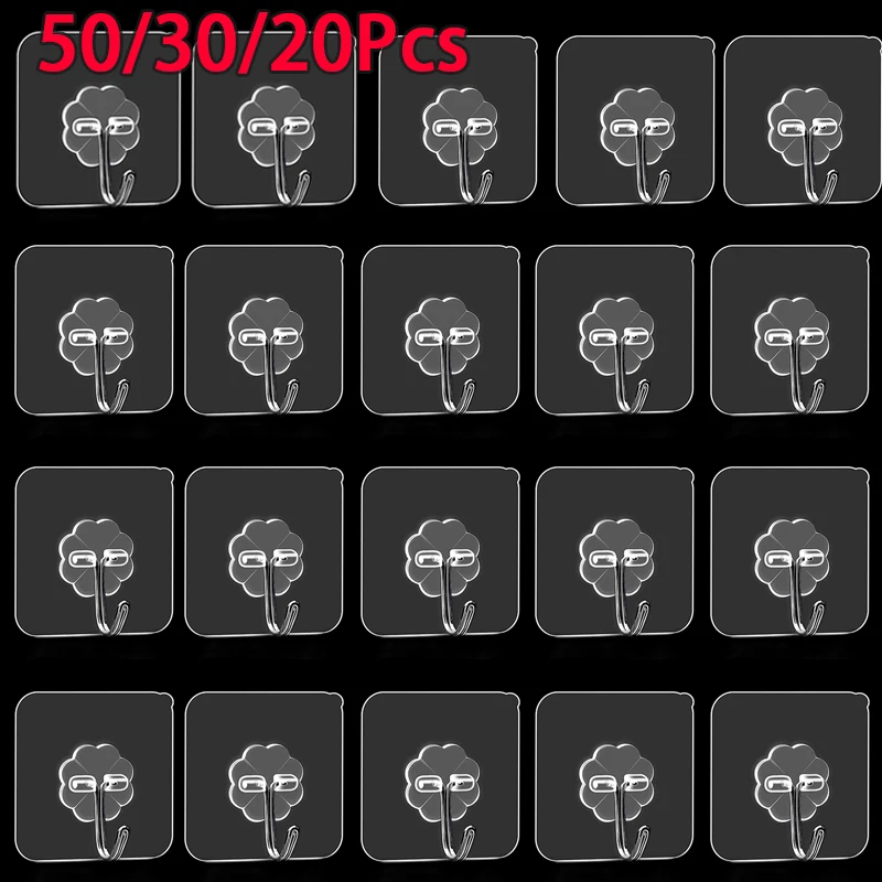 

Hooks Steel Stainless Bathroom Transparent Self For Adhesive Hanger Multi-function Key Wall Kitchen Door Storage Strong