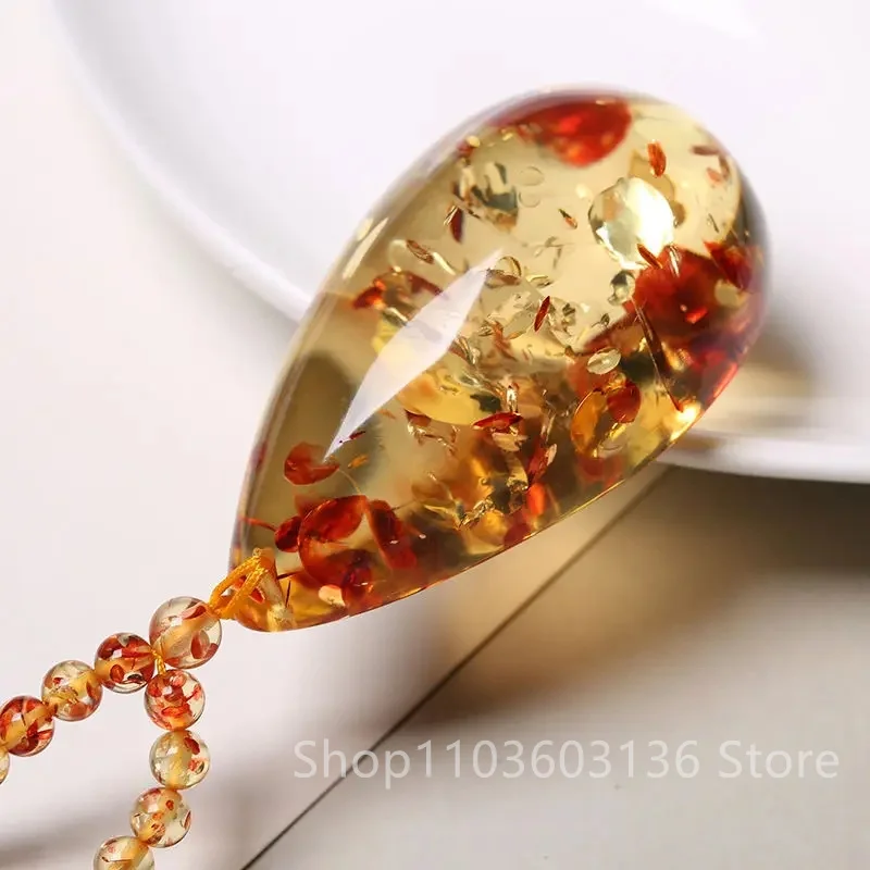 Ожерелье с подвеской в виде янтарного цветка для женщин и мужчин ожерелья из