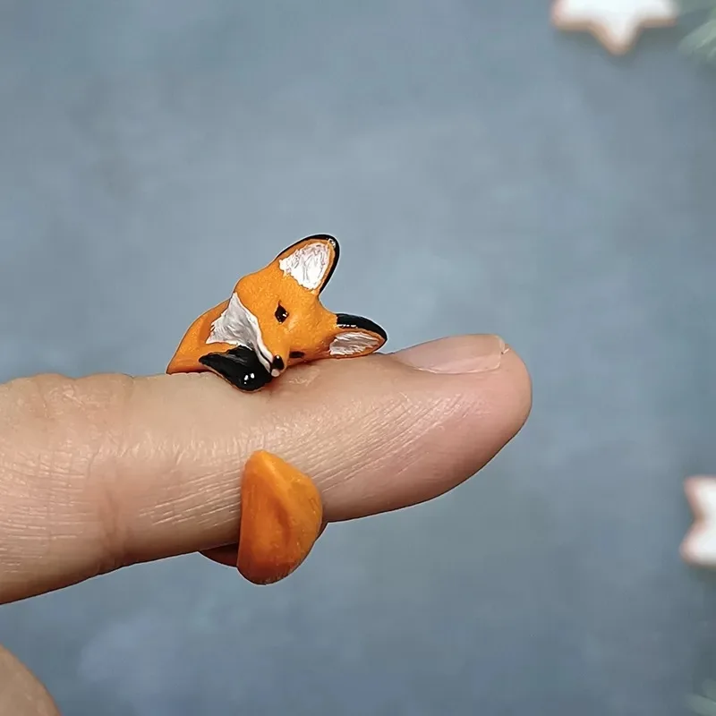 Модные Мультяшные 3D кольца в виде оранжевой лисы для женщин ...