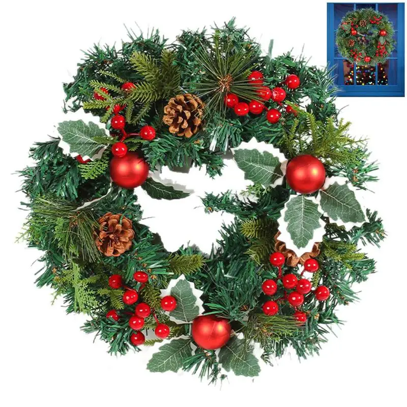 

Artificial Christmas Wreath With Christmas Elements For Front Door Wall Home Decor