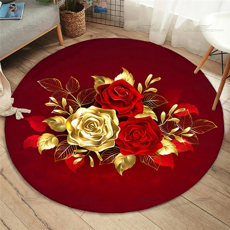 Round rose carpet household non slip mat bedroom rug tea room door mat  door mat area rug living room mat Picnic yoga play mat