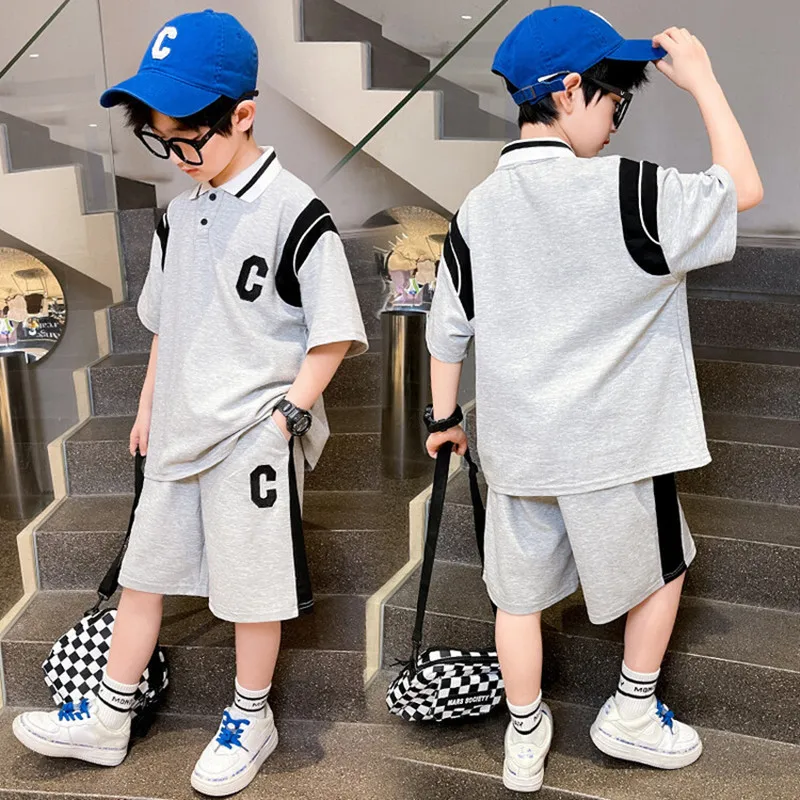 

2022 Baby Boys Summer Casual Clothing Outfit kid T-shirt Short Sleeve +cotton Pants Set Kids Baby Toddler Boys Clothes 3-14Years