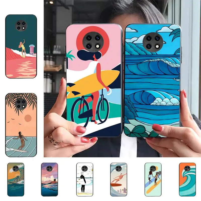 

surfboard surfing art surf Girl Phone Case for Samsung S20 lite S21 S10 S9 plus for Redmi Note8 9pro for Huawei Y6 cover