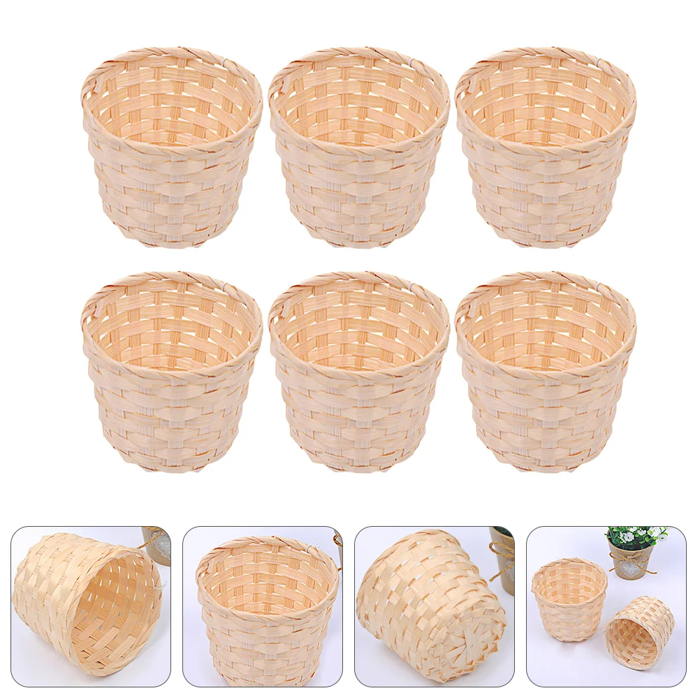 

Basket Storage Baskets Woven Mini Holderdesk Small Organizerwicker Pen Cup Desktop Rattan Picnic Wood Flower Bathroom Container