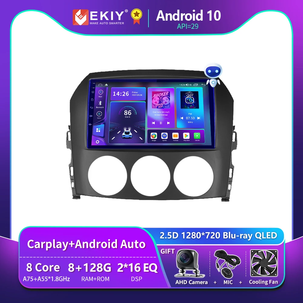EKIY T900 8 128G Radio de coche para Mazda MX-5 MX5 III 3 NC Miata 2008-2015 Android 10 Auto Estéreo Carplay Inalámbrico 1280 * 720P Blu-ray IPS Reproductor de video multimedia Navegación GPS WIFI BT no 2 DIN DVD