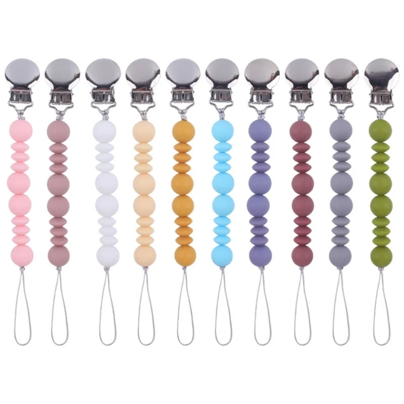 

Силиконовый Прорезыватель для зубов, бусина для прорезывания зубов, зажим для соски, детская цепочка-пустышка, аксессуары для прорезывания ...