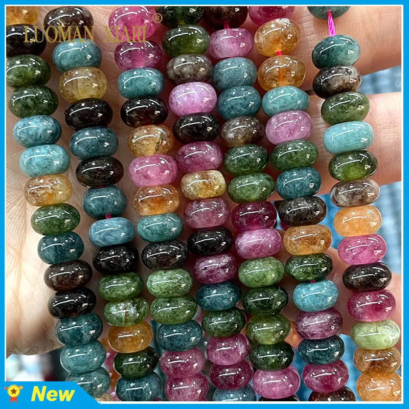 

5x8MM Natural Stone Rondelle Colorful Tourmaline Abacus Round Loose Space Beads for Jewelry Making Diy Bracelet Accessories